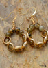 Pendientes bohemios, pendientes colgantes, labradorita con aro dorado